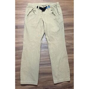 KAVU Chilliwack Khaki Cotton Canvas Belted Pants Mens Outdoor Hiking Sz L